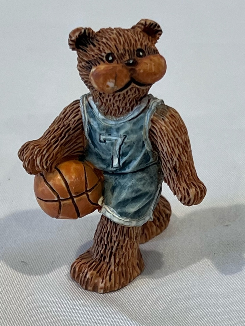 Vintage Teddy Bear Basketball Player Mini Figurine